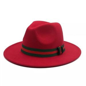 Red Fedora Hat with Elastic Band